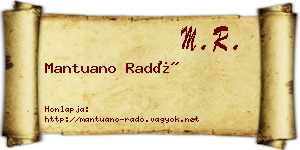 Mantuano Radó névjegykártya